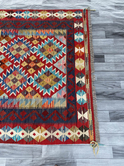 Handmade Afghan Chobi Kilim Rug 206x147 cm KAS#743