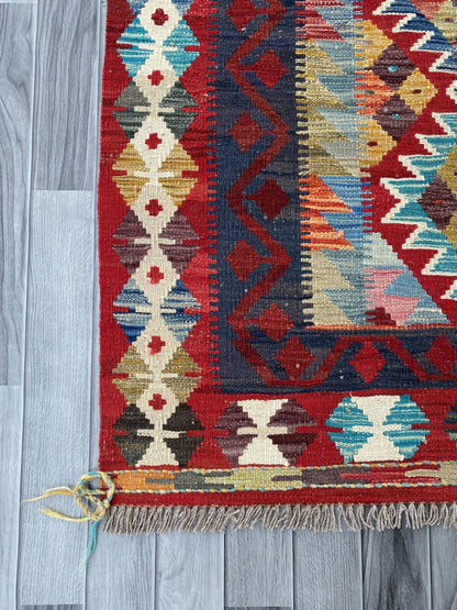 Handmade Afghan Chobi Kilim Rug 206x147 cm KAS#743