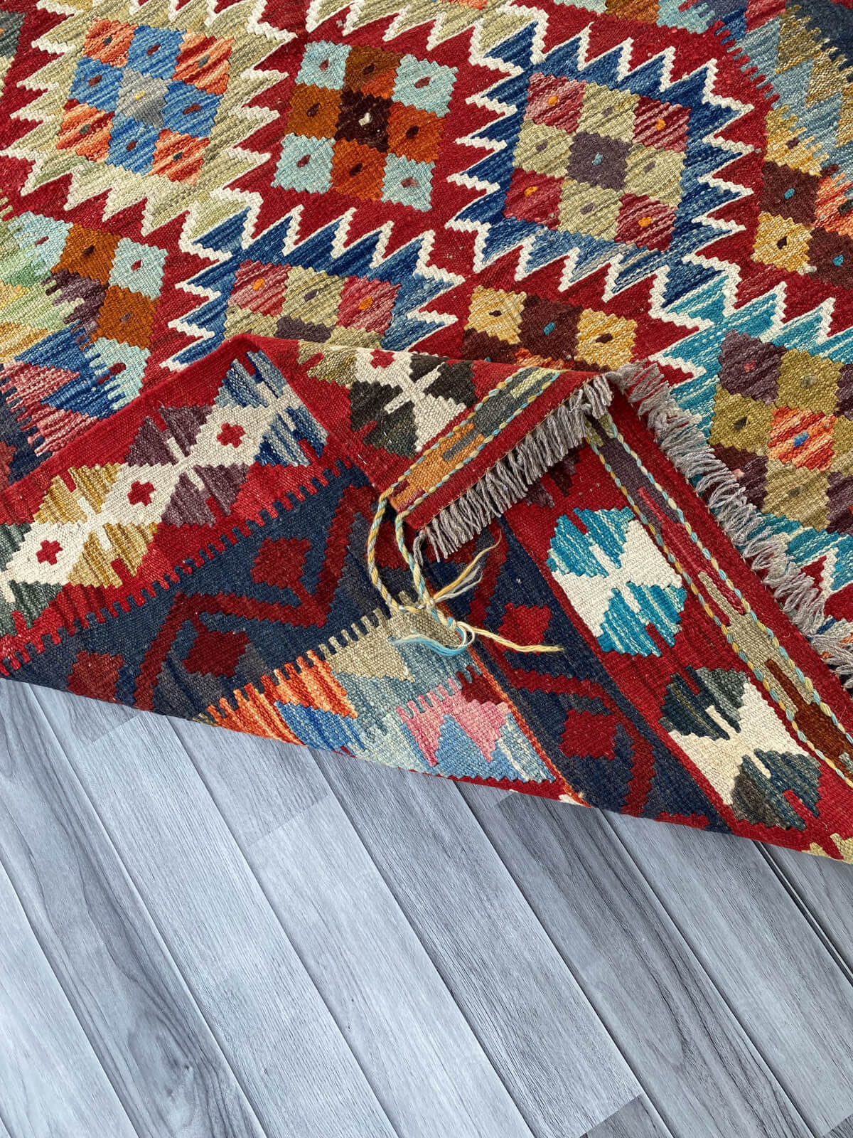 Handmade Afghan Chobi Kilim Rug 206x147 cm KAS#743