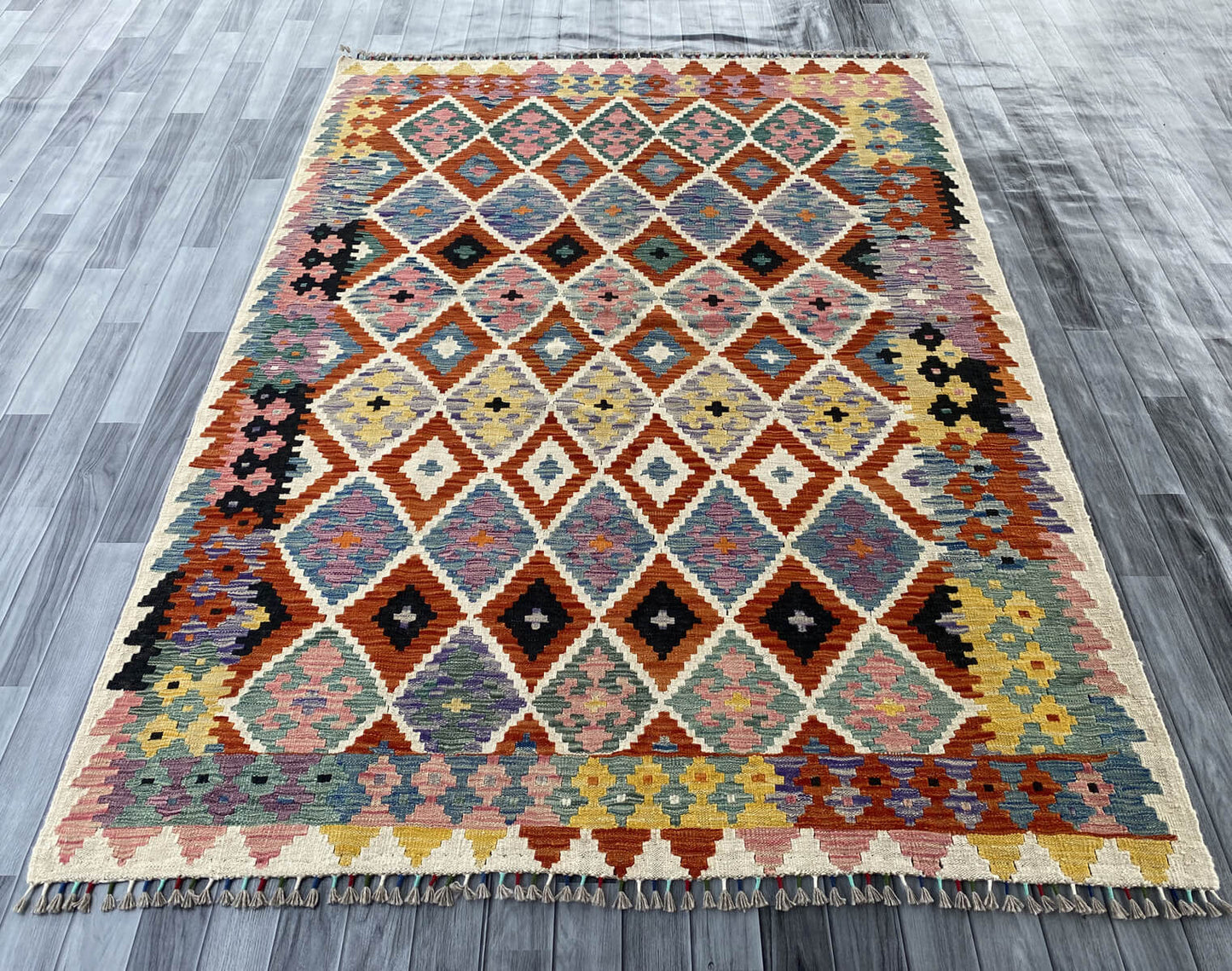 Handmade Afghan Chobi Kilim Rug 244x175 cm KAS#744