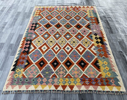 Handmade Afghan Chobi Kilim Rug 244x175 cm KAS#744