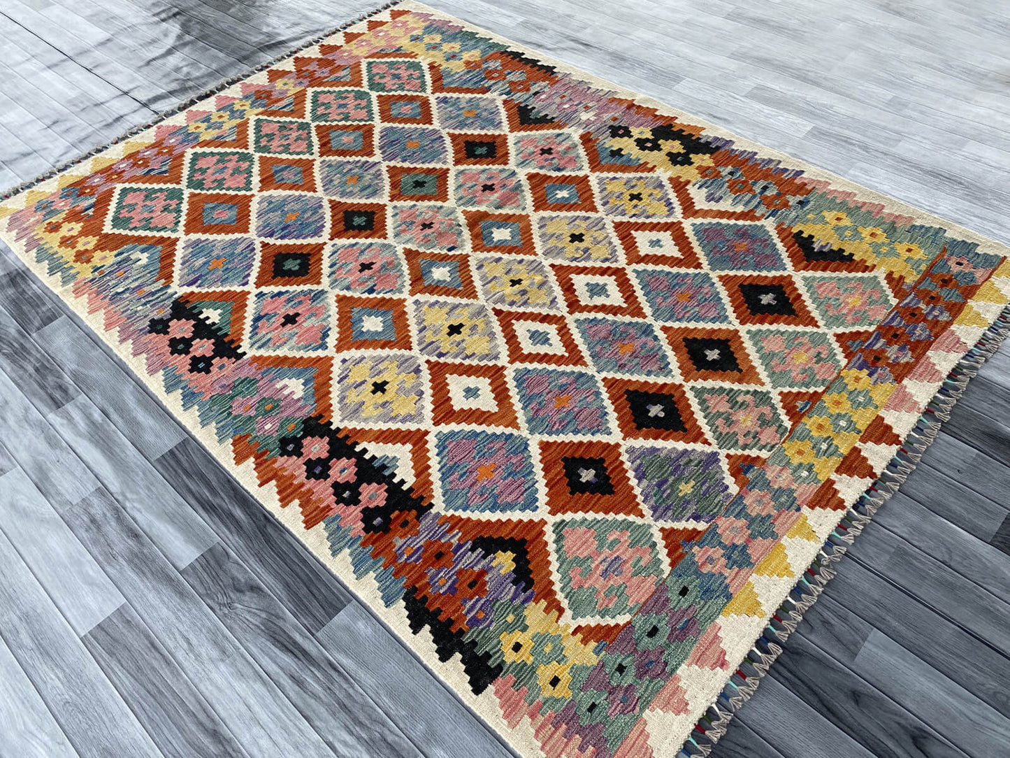 Handmade Afghan Chobi Kilim Rug 244x175 cm KAS#744