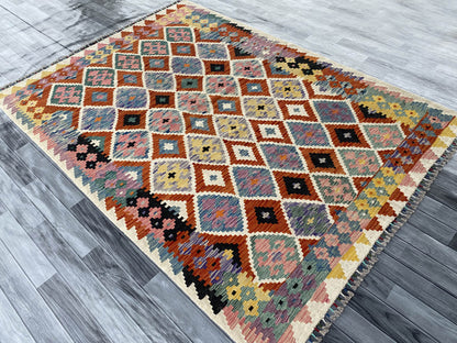 Handmade Afghan Chobi Kilim Rug 244x175 cm KAS#744