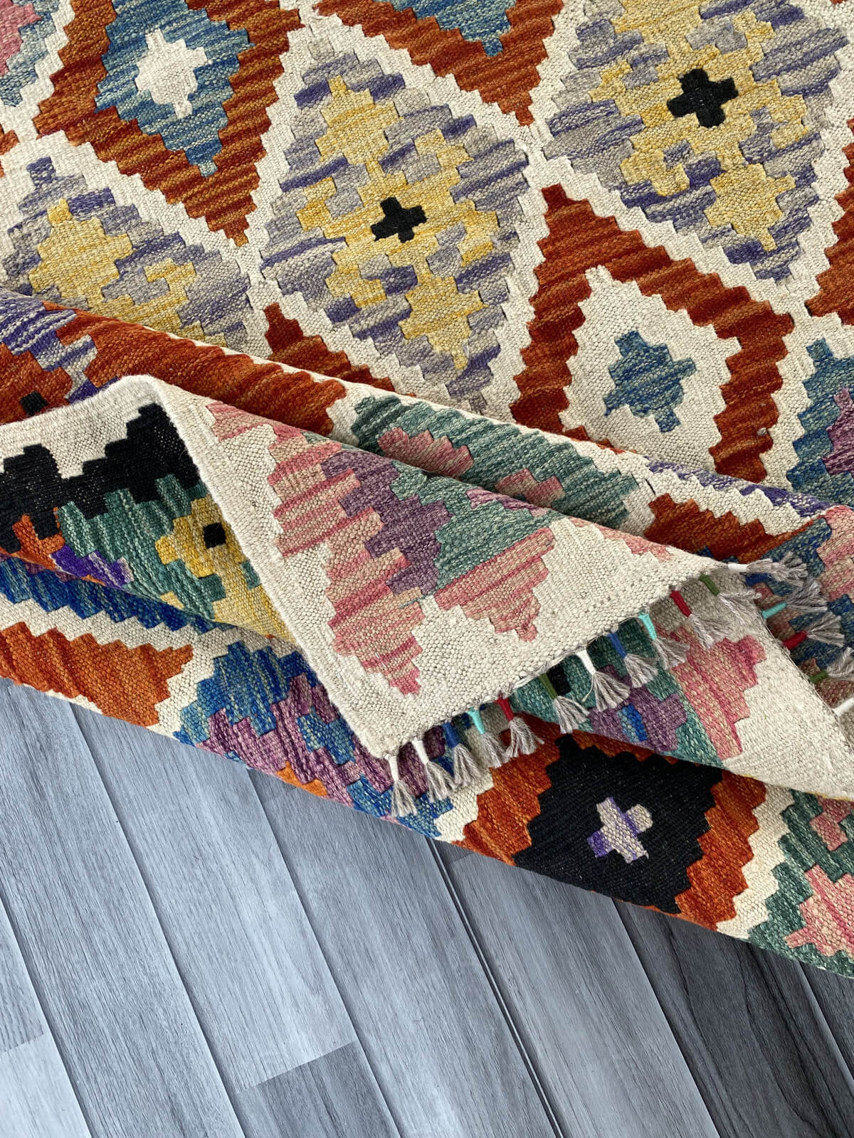 Handmade Afghan Chobi Kilim Rug 244x175 cm KAS#744