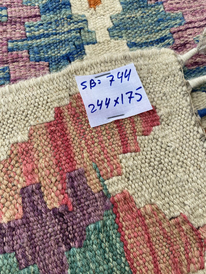 Handmade Afghan Chobi Kilim Rug 244x175 cm KAS#744