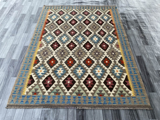 Handmade Afghan Chobi Kilim Rug 221x166 cm KAS#745
