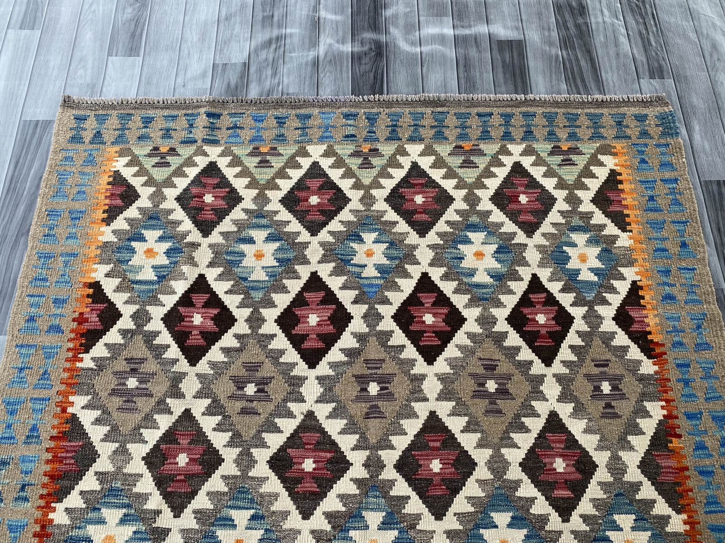 Handmade Afghan Chobi Kilim Rug 221x166 cm KAS#745