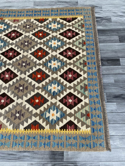 Handmade Afghan Chobi Kilim Rug 221x166 cm KAS#745