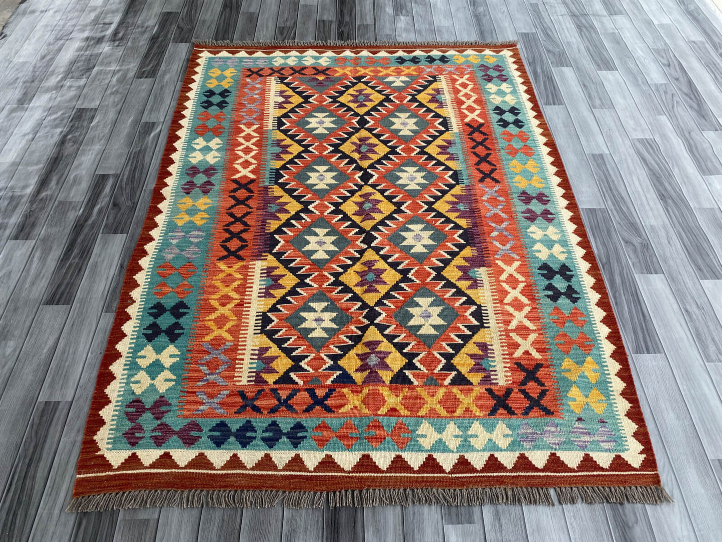 Handmade Afghan Chobi Kilim Rug 203x151 cm KAS#746
