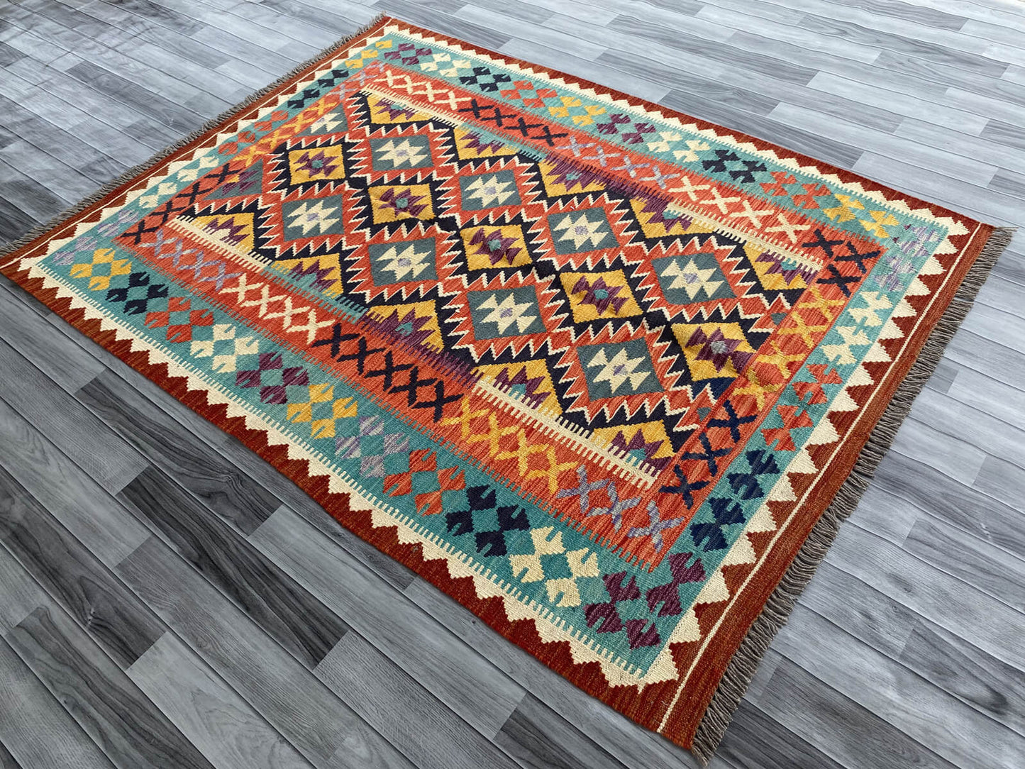 Handmade Afghan Chobi Kilim Rug 203x151 cm KAS#746
