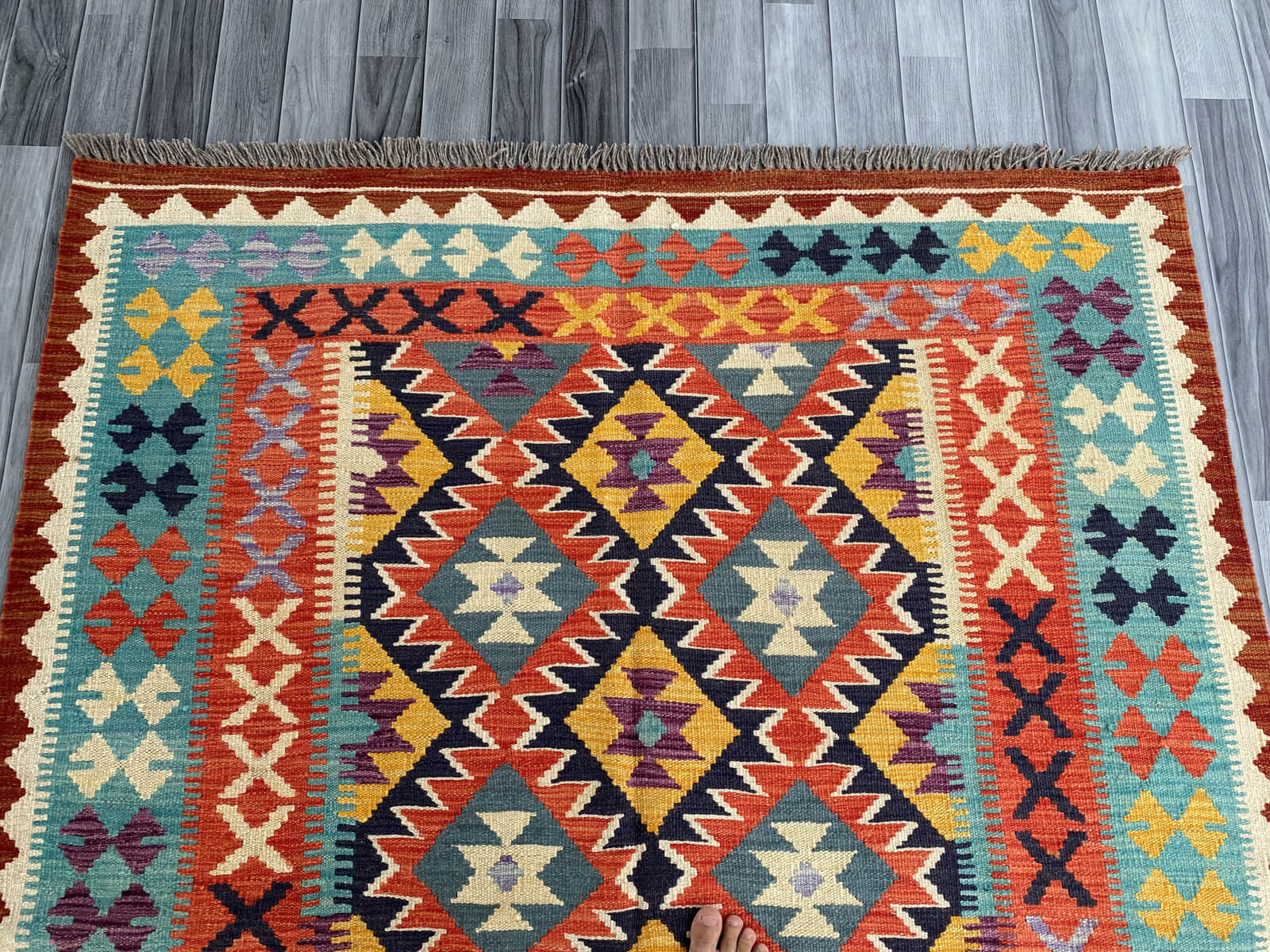 Handmade Afghan Chobi Kilim Rug 203x151 cm KAS#746