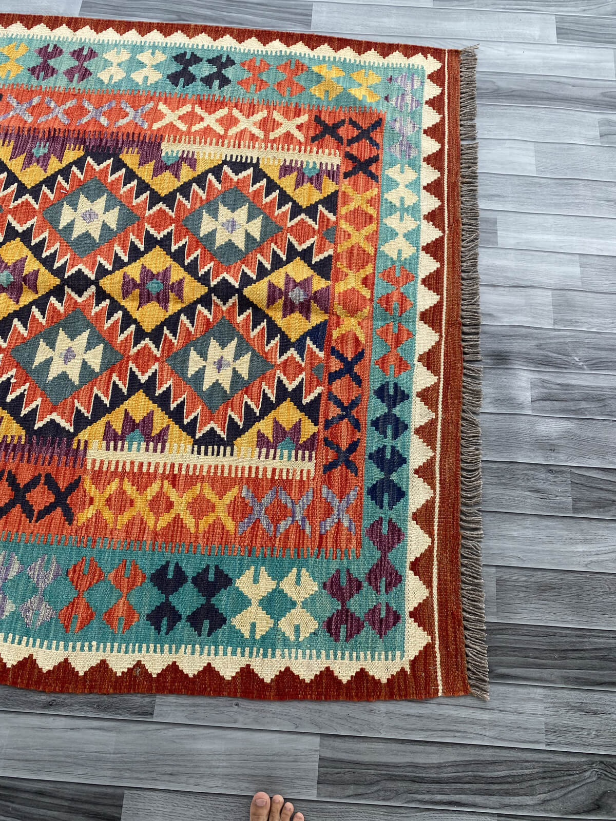 Handmade Afghan Chobi Kilim Rug 203x151 cm KAS#746