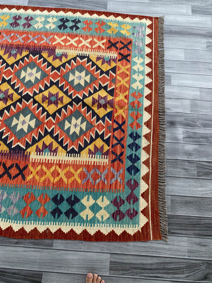 Handmade Afghan Chobi Kilim Rug 203x151 cm KAS#746