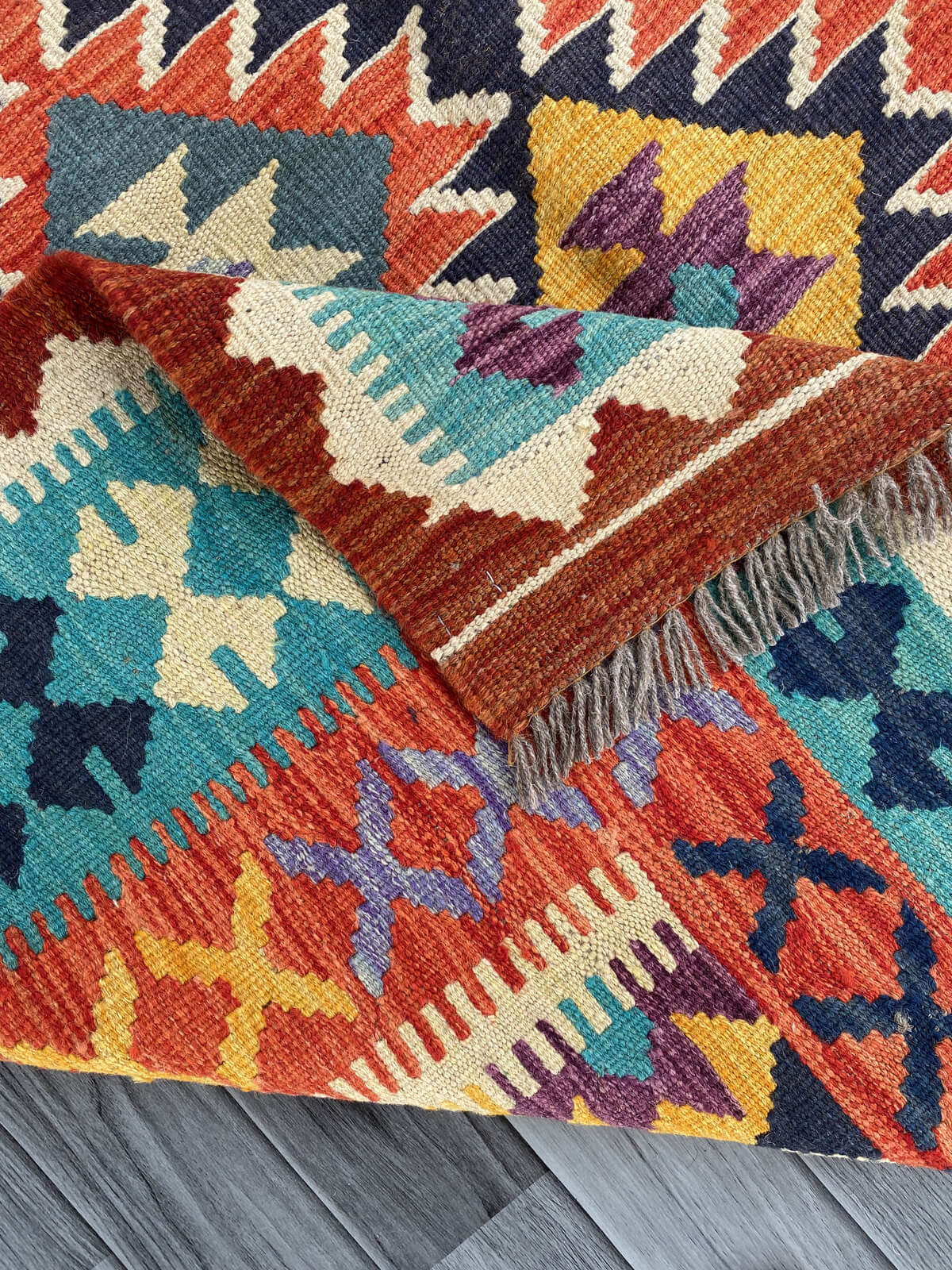 Handmade Afghan Chobi Kilim Rug 203x151 cm KAS#746