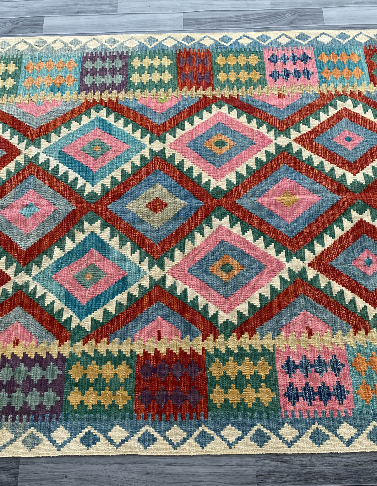 Handmade Afghan Chobi Kilim Rug 195x155 cm KAS#747