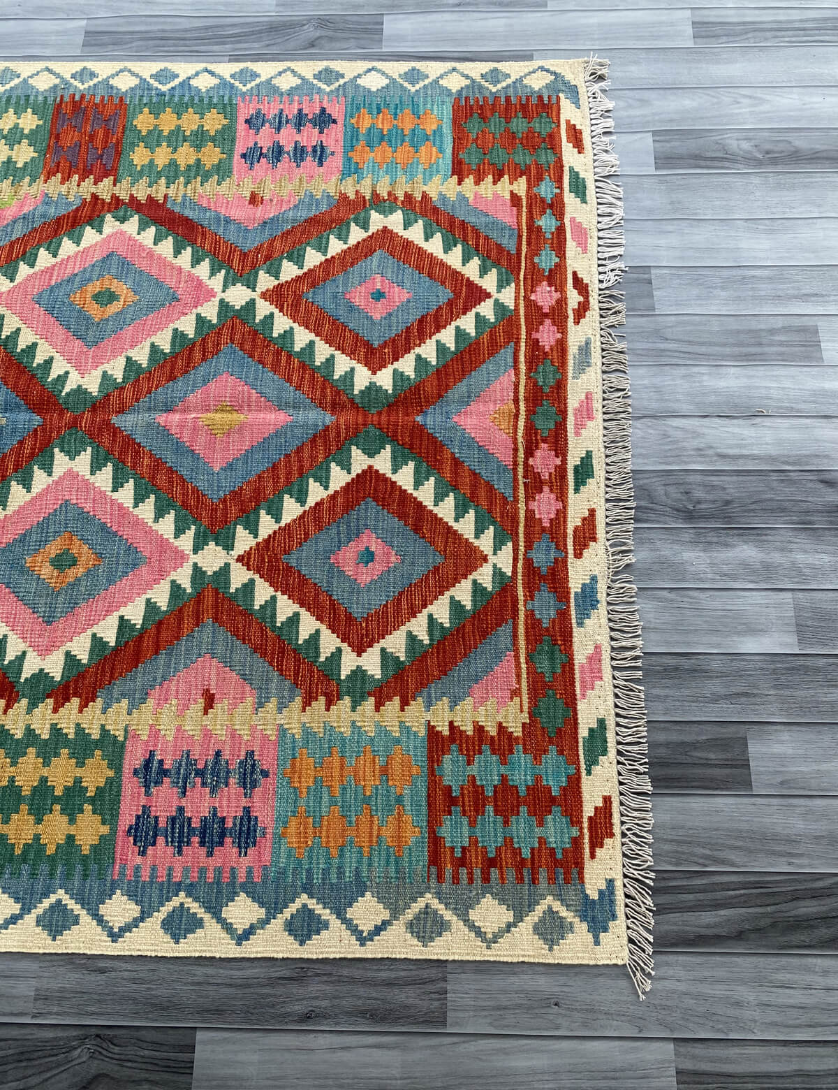 Handmade Afghan Chobi Kilim Rug 195x155 cm KAS#747
