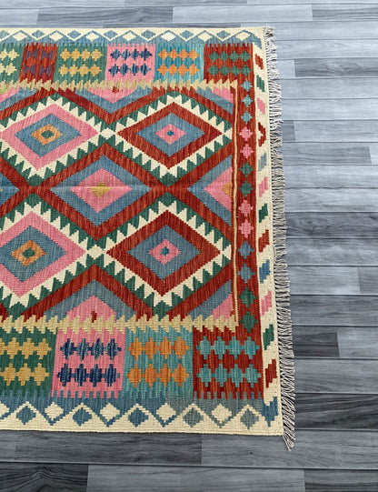 Handmade Afghan Chobi Kilim Rug 195x155 cm KAS#747
