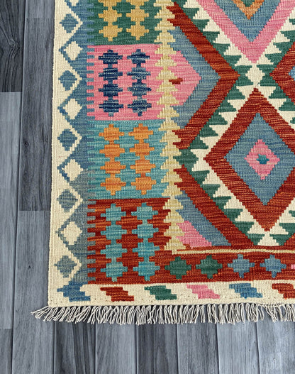 Handmade Afghan Chobi Kilim Rug 195x155 cm KAS#747