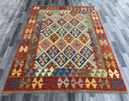 Handmade Afghan Chobi Kilim Rug 231x173 cm KAS#748