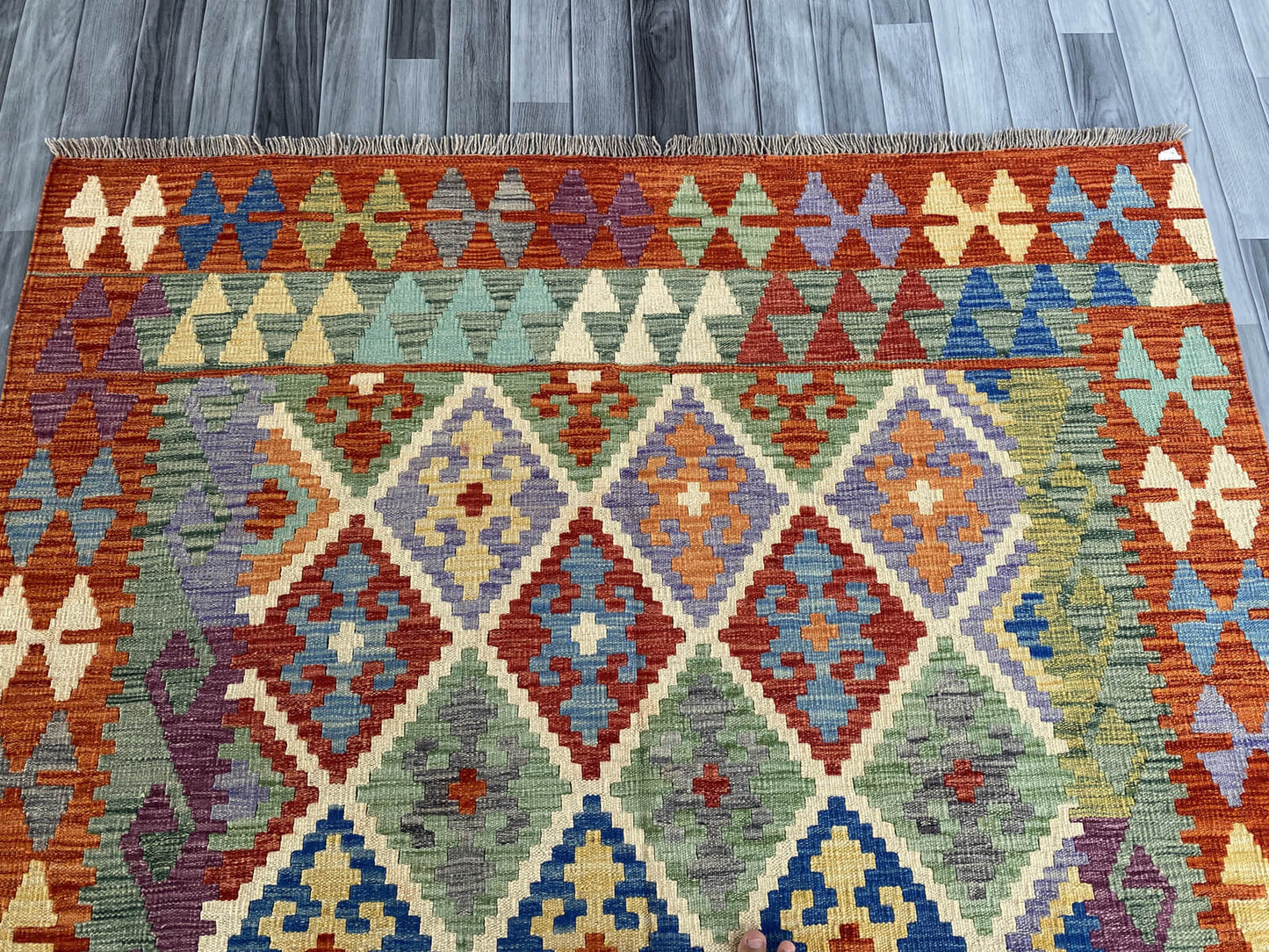 Handmade Afghan Chobi Kilim Rug 231x173 cm KAS#748