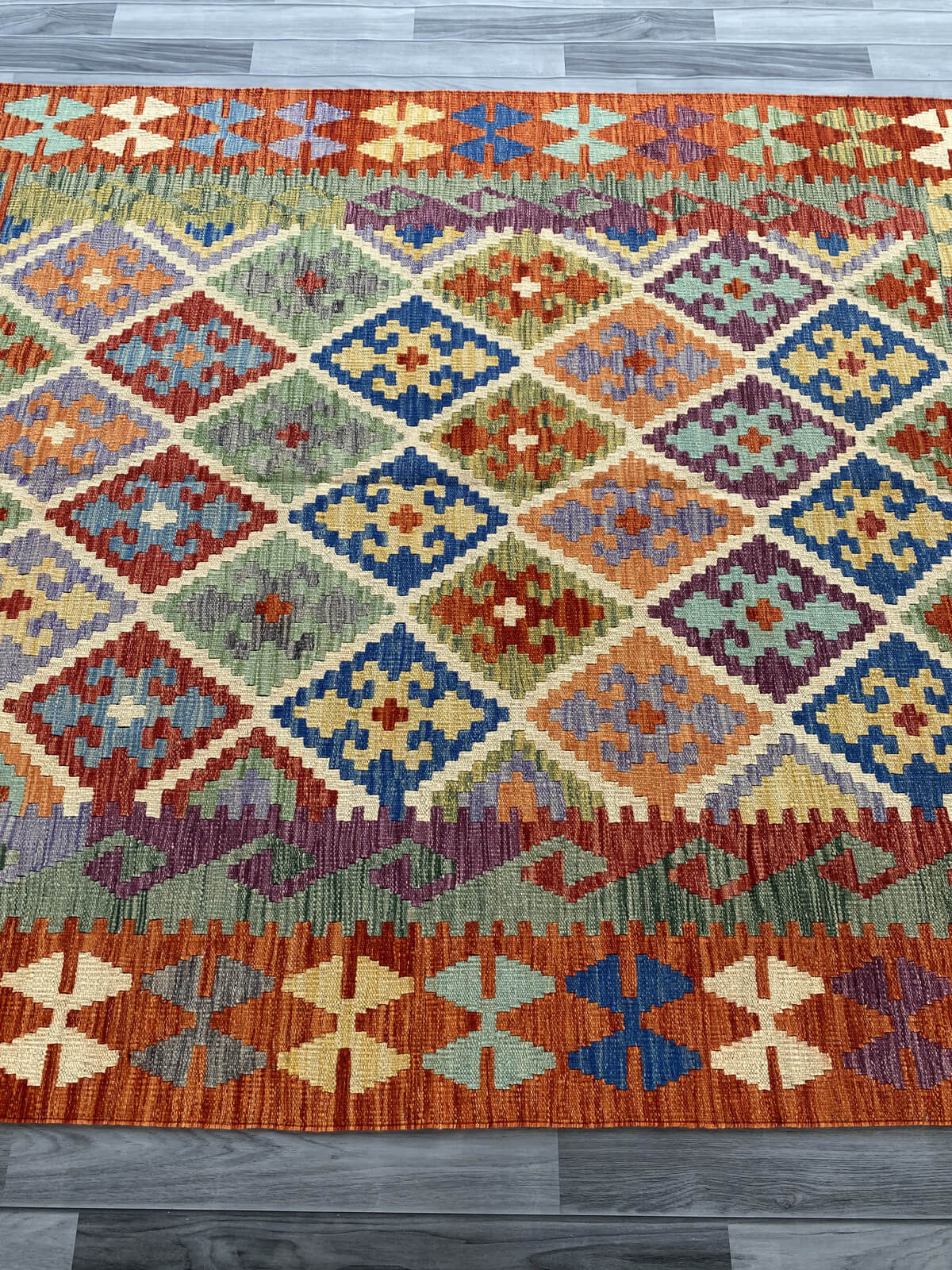 Handmade Afghan Chobi Kilim Rug 231x173 cm KAS#748