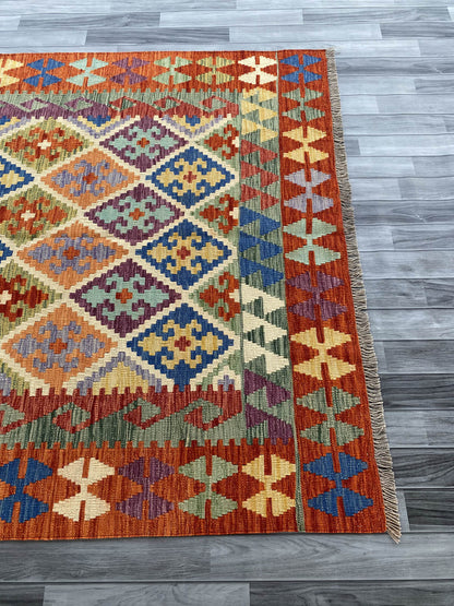 Handmade Afghan Chobi Kilim Rug 231x173 cm KAS#748