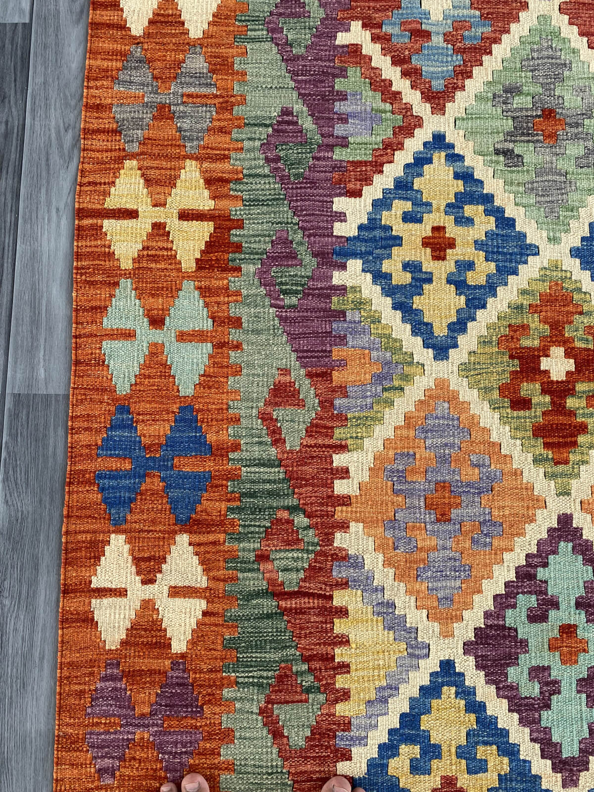 Handmade Afghan Chobi Kilim Rug 231x173 cm KAS#748