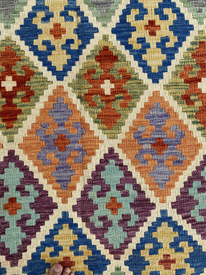 Handmade Afghan Chobi Kilim Rug 231x173 cm KAS#748