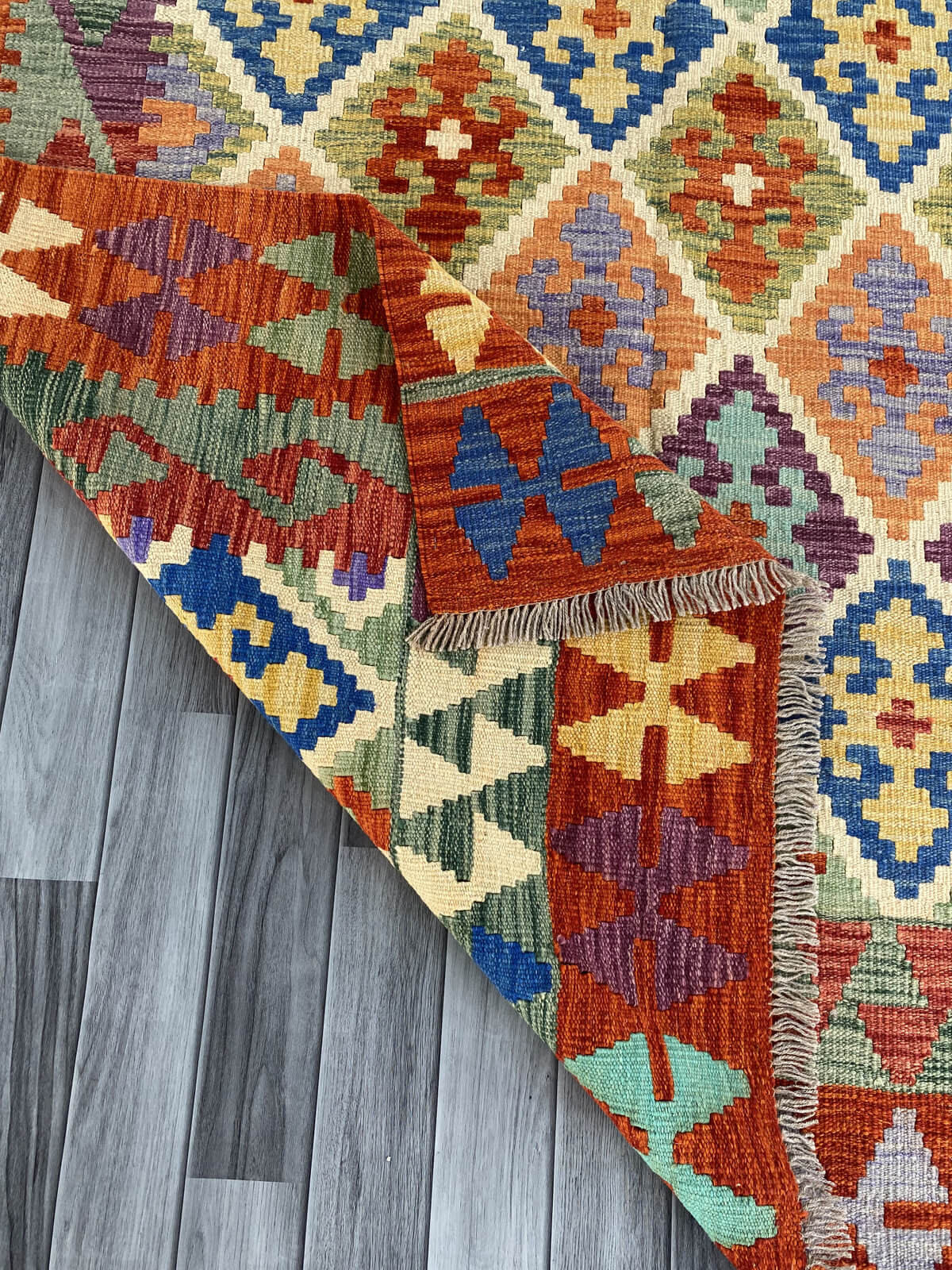 Handmade Afghan Chobi Kilim Rug 231x173 cm KAS#748