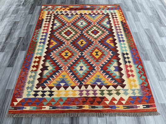 Handmade Afghan Chobi Kilim Rug 211x160 cm KAS#750