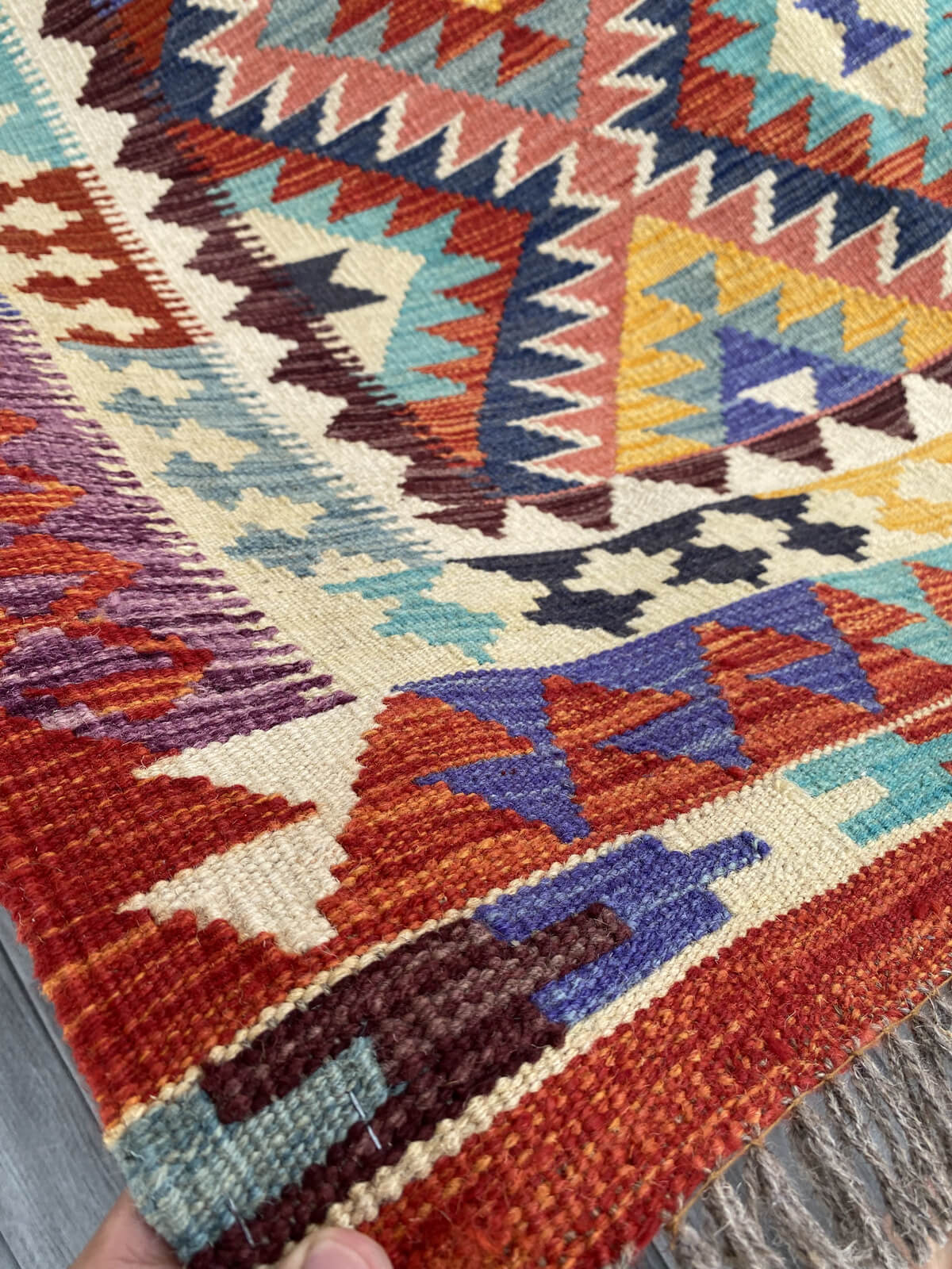 Handmade Afghan Chobi Kilim Rug 211x160 cm KAS#750