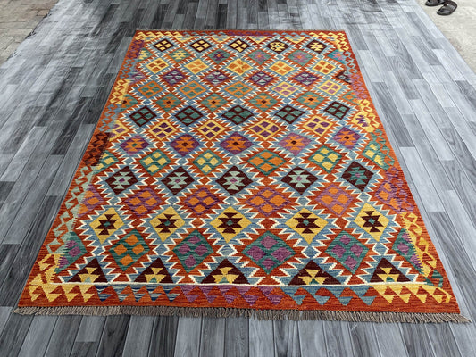 Handmade Afghan Chobi Kilim Rug 251x184 cm KAS#752