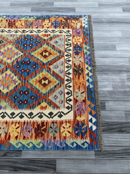 Handmade Afghan Chobi Kilim Rug 202x154 cm KAS#754