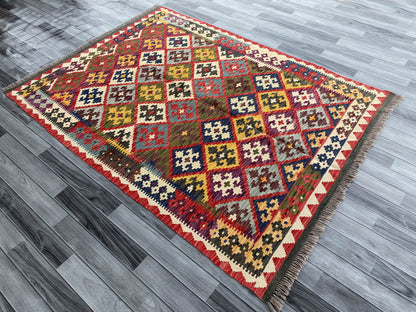Handmade Afghan Chobi Kilim Rug 209x150 cm KAS#755