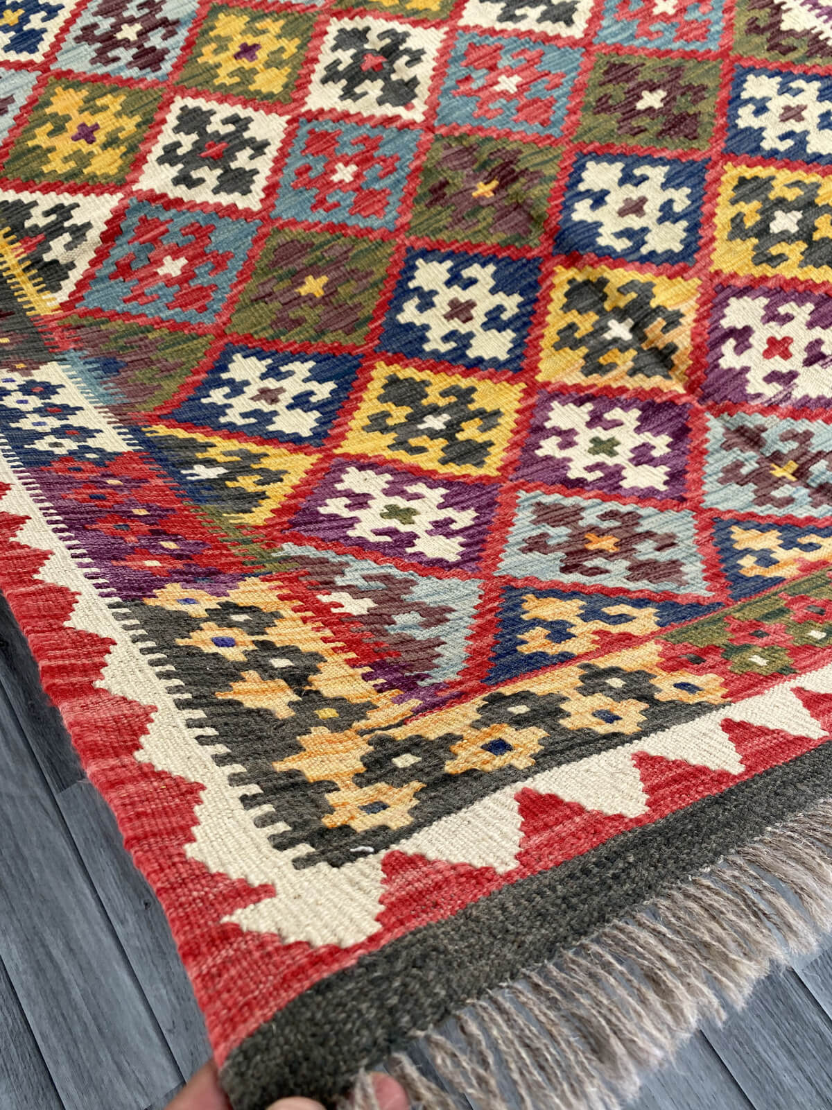 Handmade Afghan Chobi Kilim Rug 209x150 cm KAS#755