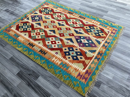 Handmade Afghan Chobi Kilim Rug 198x150 cm KAS#756