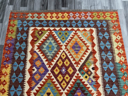 Handmade Afghan Chobi Kilim Rug 194x152 cm KAS#757