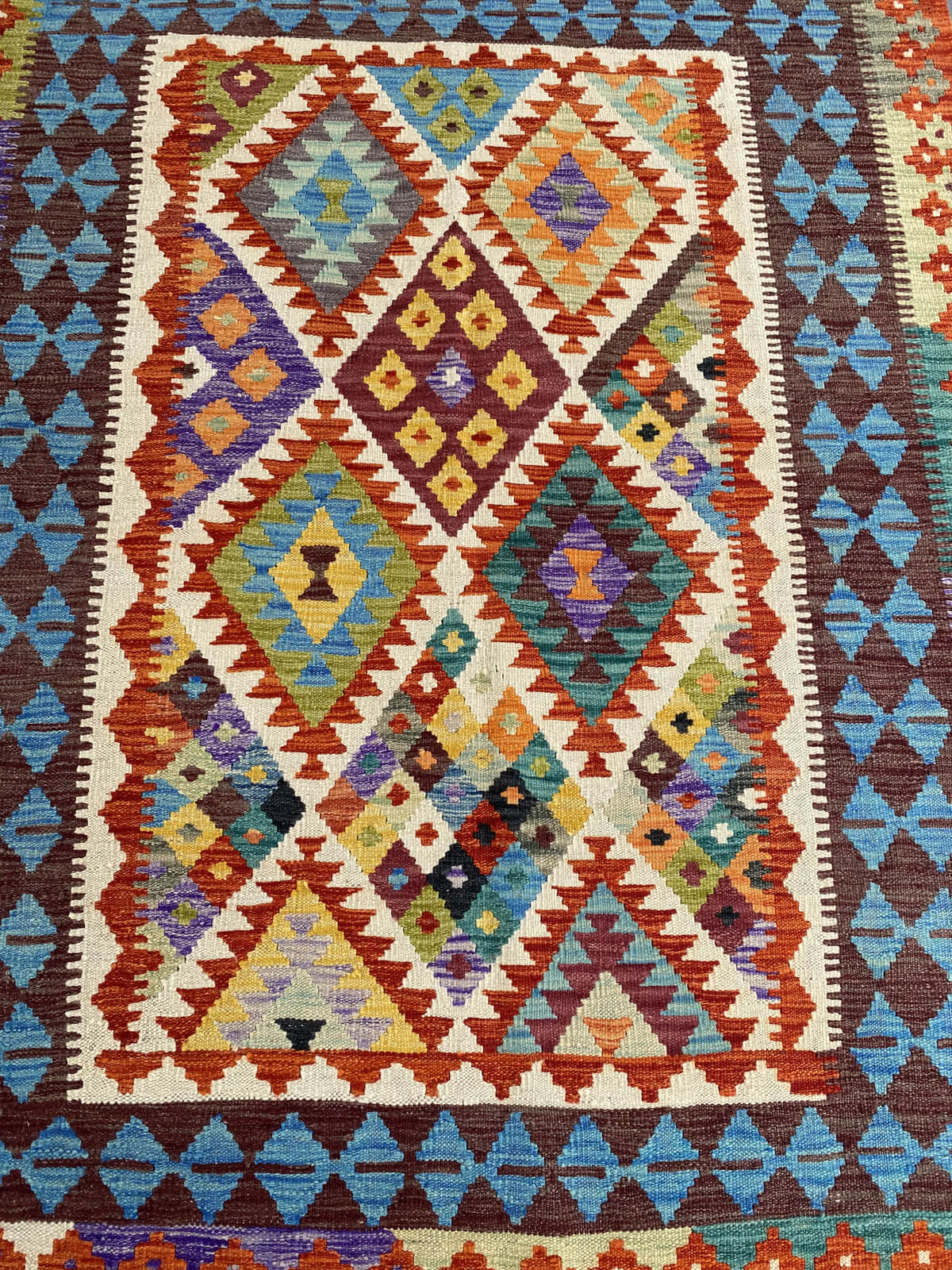 Handmade Afghan Chobi Kilim Rug 194x152 cm KAS#757