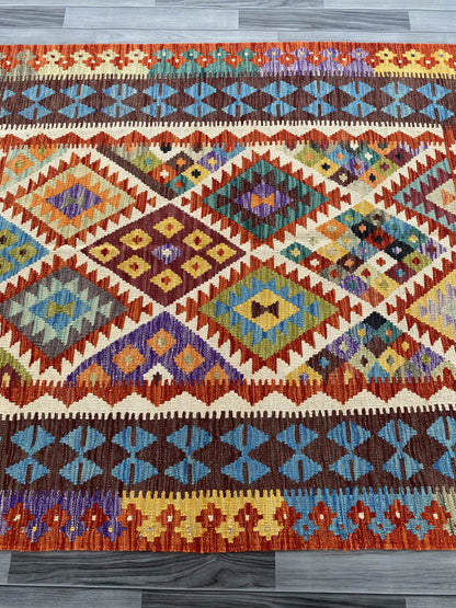 Handmade Afghan Chobi Kilim Rug 194x152 cm KAS#757