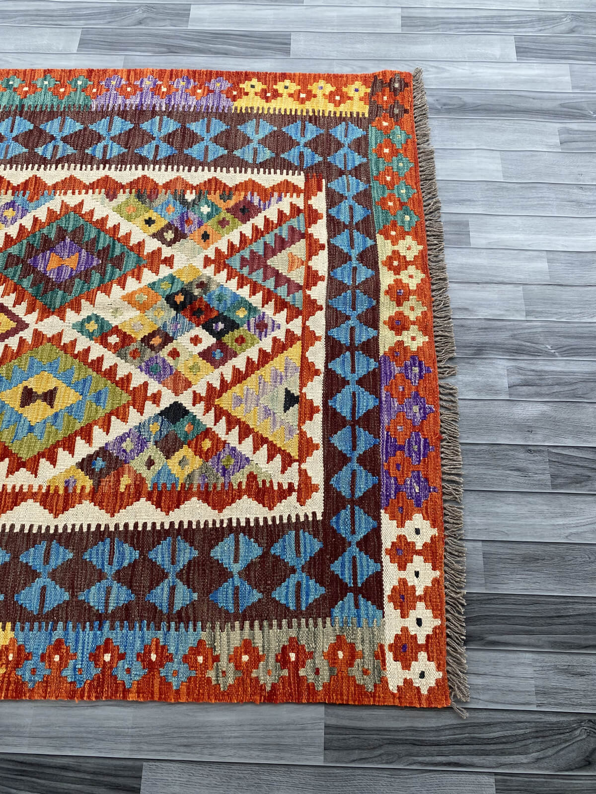 Handmade Afghan Chobi Kilim Rug 194x152 cm KAS#757