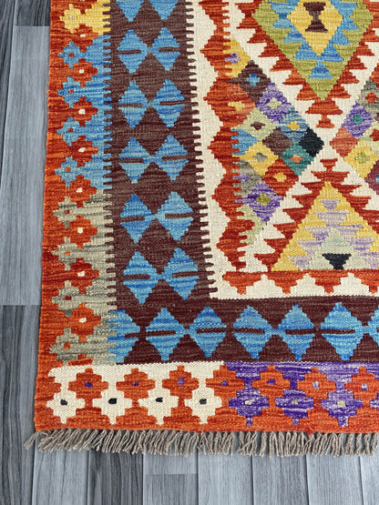 Handmade Afghan Chobi Kilim Rug 194x152 cm KAS#757