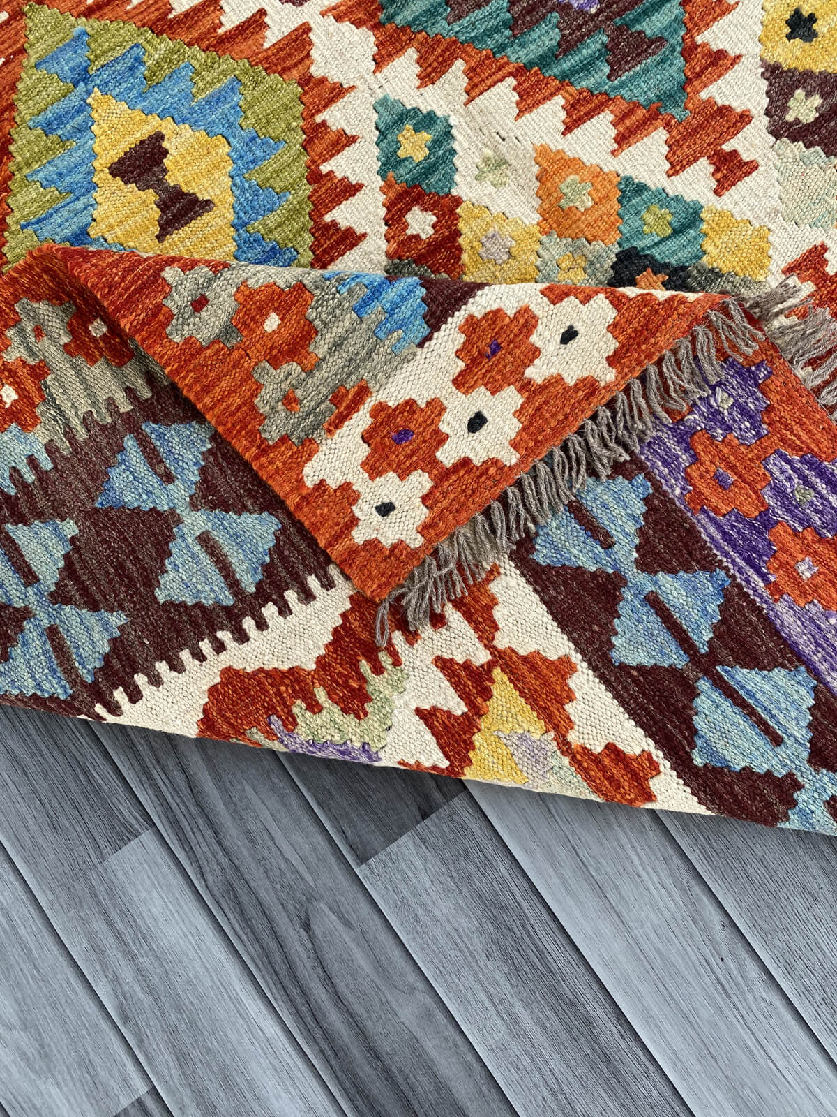 Handmade Afghan Chobi Kilim Rug 194x152 cm KAS#757