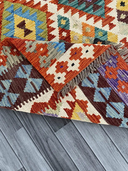 Handmade Afghan Chobi Kilim Rug 194x152 cm KAS#757
