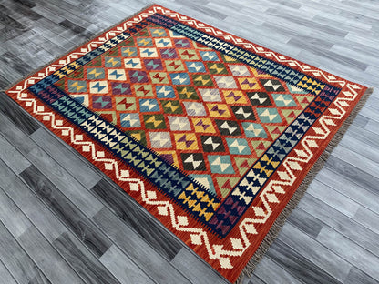 Handmade Afghan Chobi Kilim Rug 198x151 cm KAS#758