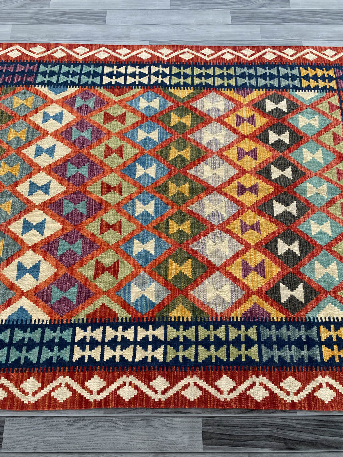 Handmade Afghan Chobi Kilim Rug 198x151 cm KAS#758