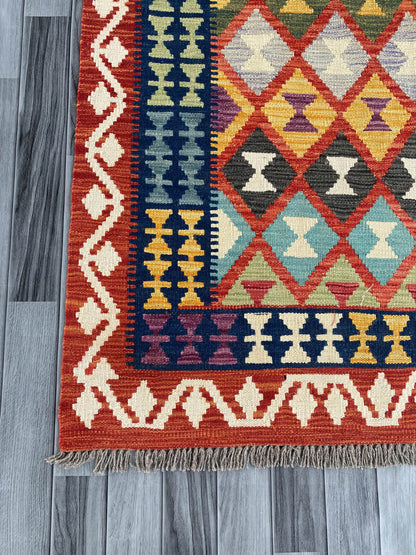 Handmade Afghan Chobi Kilim Rug 198x151 cm KAS#758