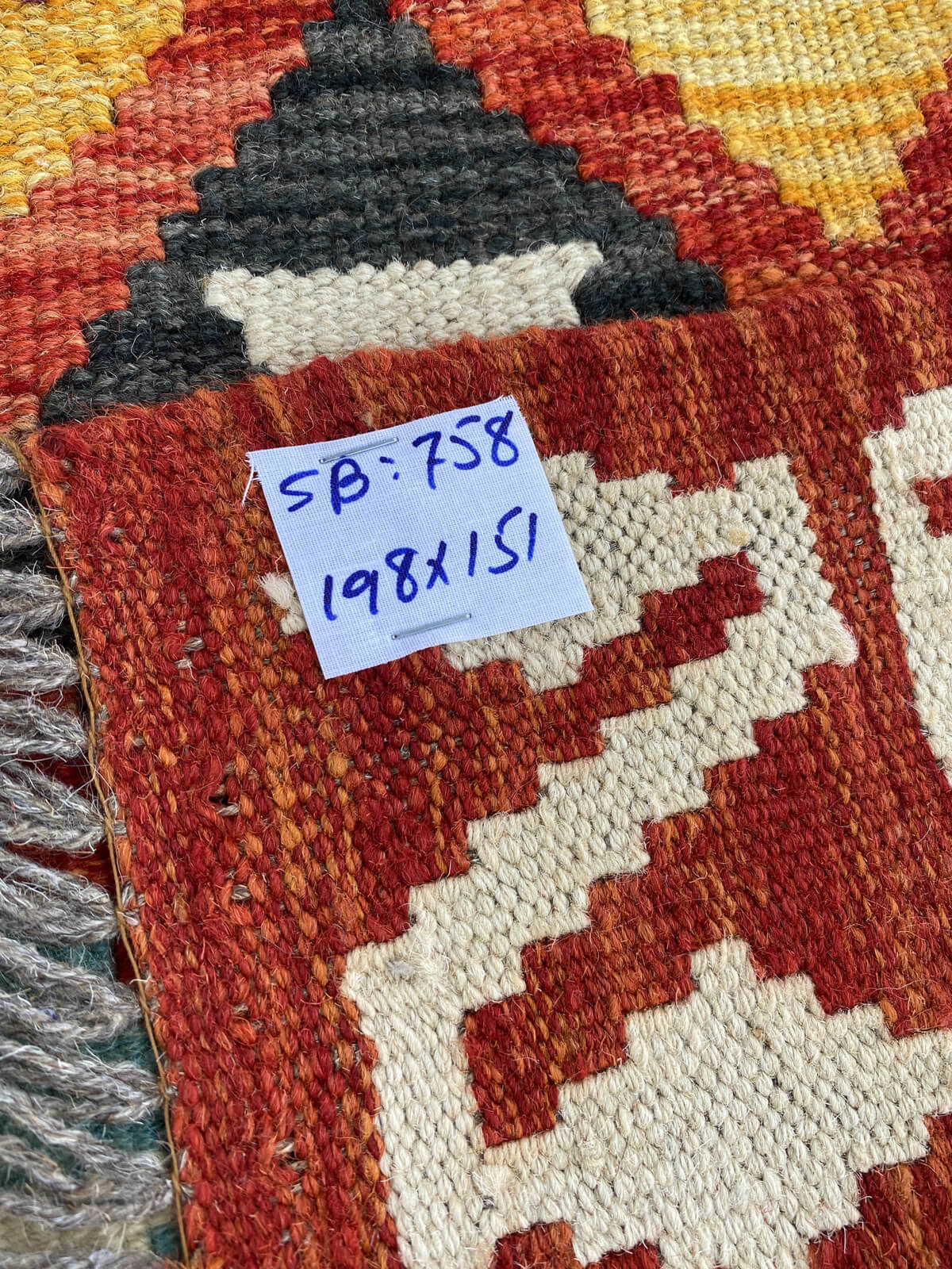 Handmade Afghan Chobi Kilim Rug 198x151 cm KAS#758