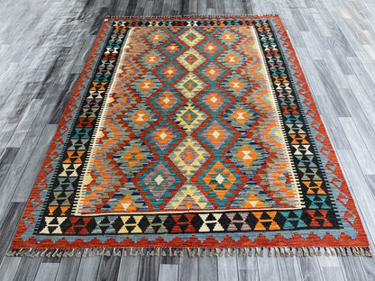 Handmade Afghan Chobi Kilim Rug 242x182 cm KAS#759