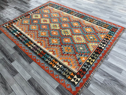 Handmade Afghan Chobi Kilim Rug 242x182 cm KAS#759