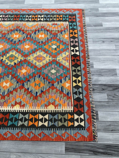 Handmade Afghan Chobi Kilim Rug 242x182 cm KAS#759